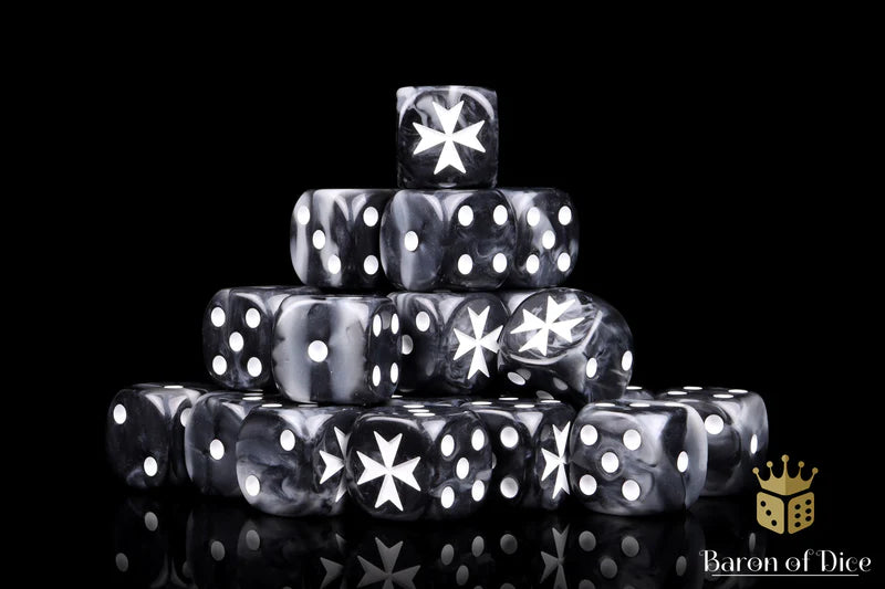 Baron of Dice: Knight Templars, Black - D6 (25) RRP$89.99